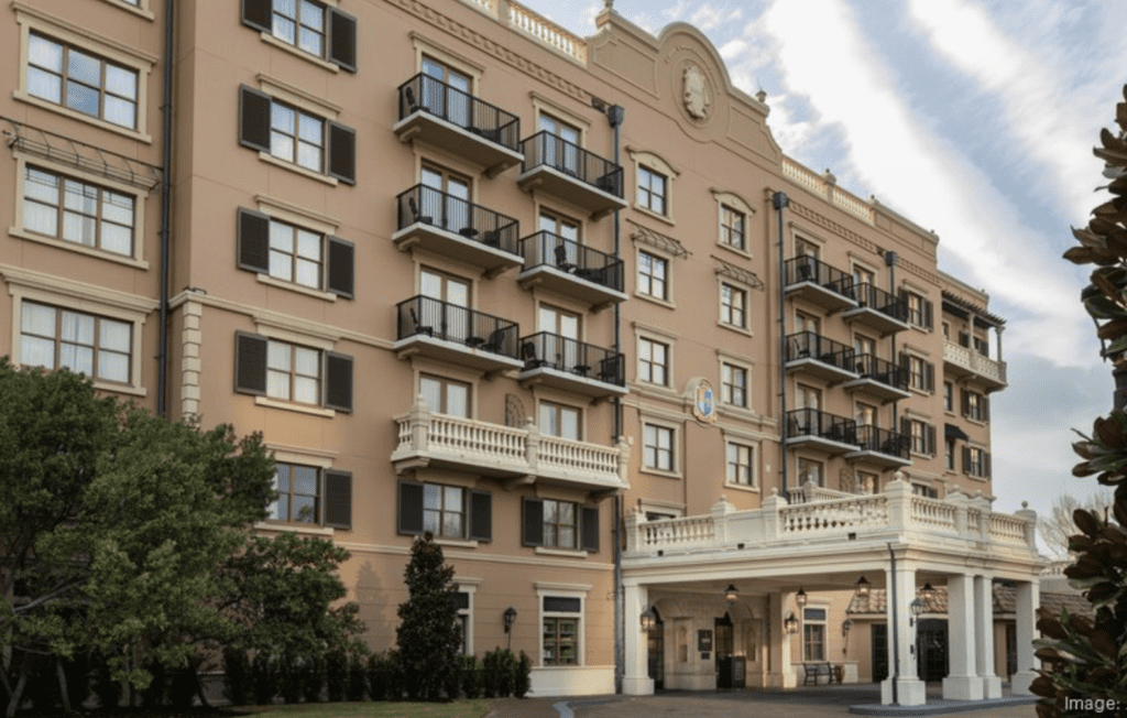 In addition to a new coat of paint, lighter in color, Hotel Granduca has undergone a multi-million dollar update in the hands of Transwestern Hospitallty Group.  (Photo by Julie Soefer)